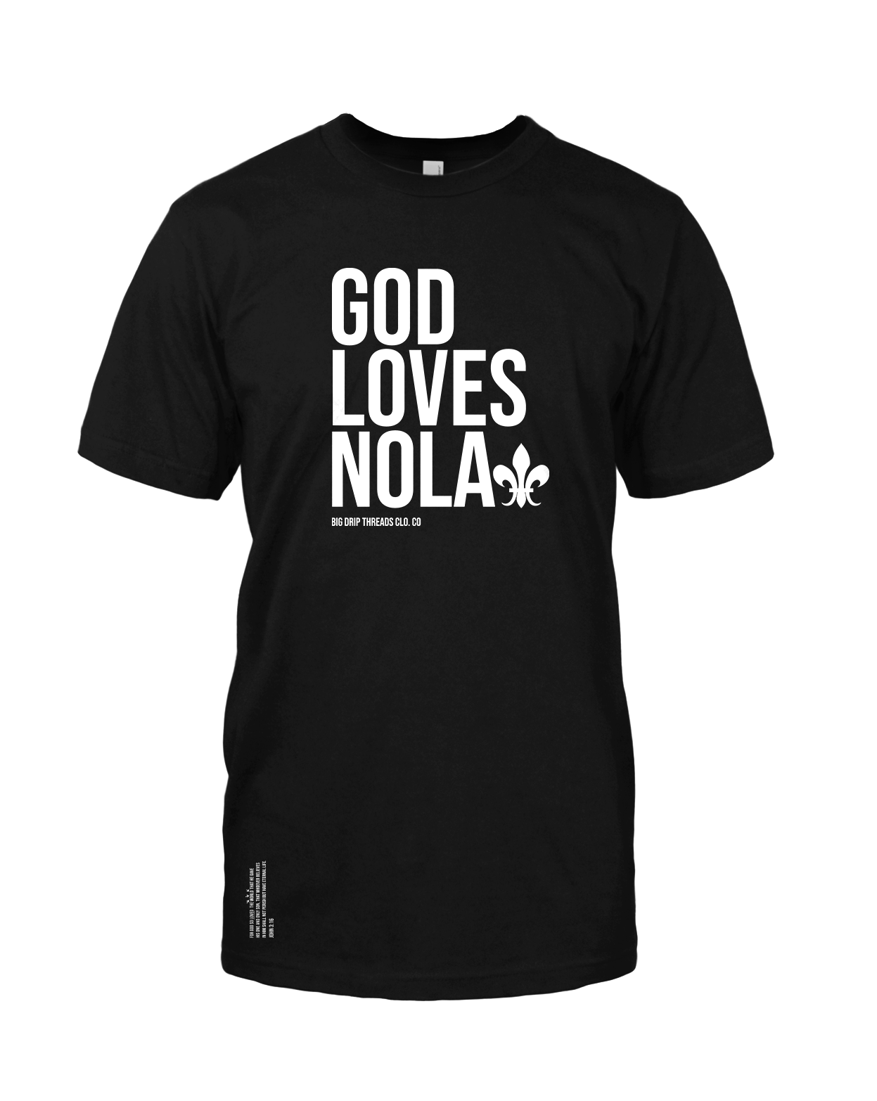 God Loves Nola BLACK w/white Tee