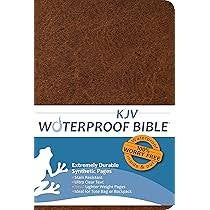 KJV- brown water proof Bible.